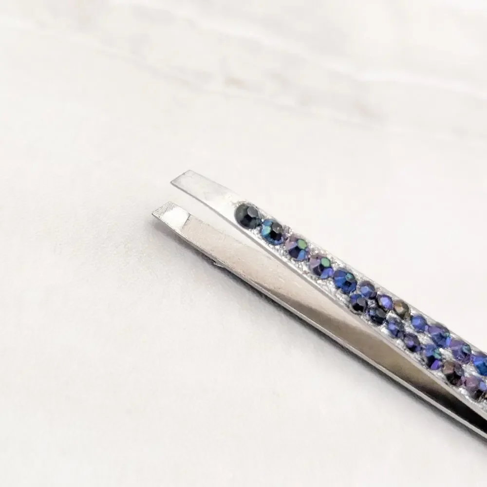 Faux Gem Glam Tweezers - Dark Iridescent Multi Colored Gems